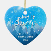 Blue Let it Snow First Christmas Foto Keramik Ornament (Hinten)