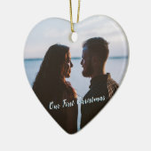 Blue Let it Snow First Christmas Foto Keramik Ornament (Links)