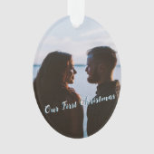 Blue Let it Snow First Christmas Foto Ornament (Vorderseite)