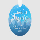 Blue Let it Snow First Christmas Foto Ornament (Rückseite)