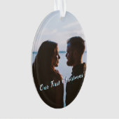 Blue Let it Snow First Christmas Foto Ornament (Vorderseite)