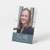 Blue Let's Talk Real Anwesen Beruflich Sockelschild (Vorderseite)