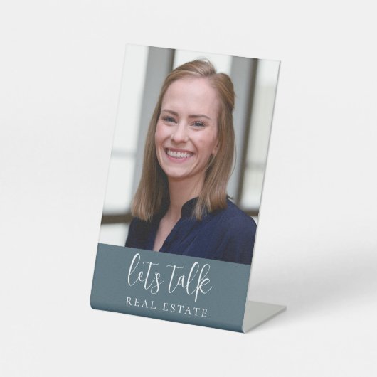 Blue Let's Talk Real Anwesen Beruflich Sockelschild (Vorderseite)
