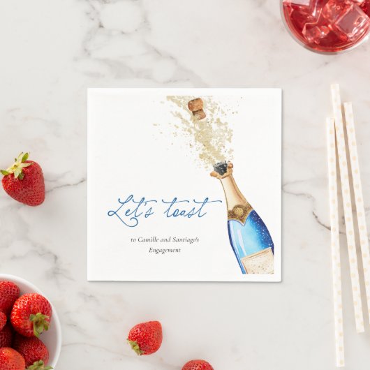 Blue Let's Toast Paare Engagement Party Serviette (Beispiel)