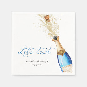 Blue Let's Toast Paare Engagement Party Serviette