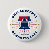 Blue Liberty Bell Philadelphia 1776 Schaltfläche Button (Vorderseite)