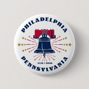 Blue Liberty Bell Philadelphia 1776 Schaltfläche Button