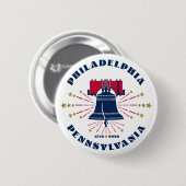 Blue Liberty Bell Philadelphia 1776 Schaltfläche Button (Vorne & Hinten)