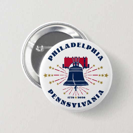 Blue Liberty Bell Philadelphia 1776 Schaltfläche Button (Vorne & Hinten)