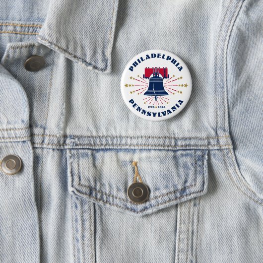 Blue Liberty Bell Philadelphia 1776 Schaltfläche Button (Beispiel)