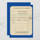 Blue Library Card Geburtstag Einladung (Vorne/Hinten)