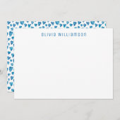 Blue Liebe Heart Notecard Mitteilungskarte (Vorne/Hinten)