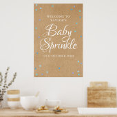 Blue Liebe Hearts Boho Baby Boy Sprinkle Willkomme Poster (Küche)