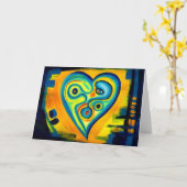 Blue Liebe Herzgrusskarte Karte (Gelbe Blume)