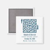 Blue Liebe Maze Save the Date Magnet (Vorderseite/Rückseite)