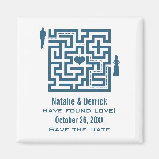 Blue Liebe Maze Save the Date Magnet (Vorne)