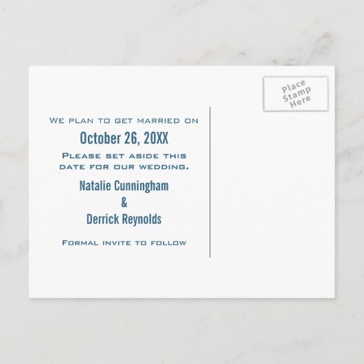 Blue Liebe Maze Save the Date Postkarte (Rückseite)