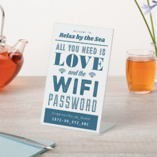 Blue Liebe und WiFi Zuhause Network and Password S Sockelschild