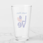 Blue LIEBE USA Herzenflagge Personalisiert Glas (Rückseite)