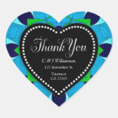 Blue Liebe Vielen Dank Herz-Aufkleber (Vorderseite)