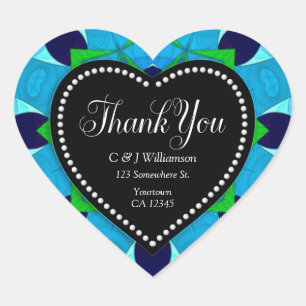 Blue Liebe Vielen Dank Herz-Aufkleber