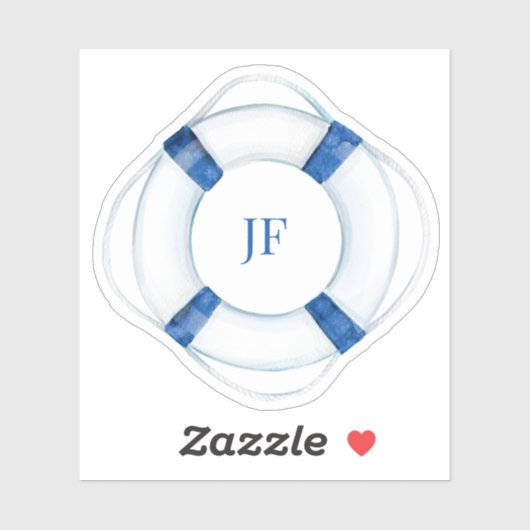 Blue Life Buoy Mit Monogramm Vinyl Sticker (Blatt)