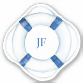 Blue Life Buoy Mit Monogramm Vinyl Sticker (Vorderseite)