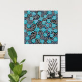 Blue Lifelines Modern Art Abstrakt Patterns Poster (Heimbüro)