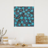 Blue Lifelines Modern Art Abstrakt Patterns Poster (Küche)