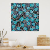 Blue Lifelines Modern Art Abstrakt Patterns Poster (Küche)