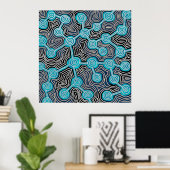 Blue Lifelines Modern Art Abstrakt Patterns Poster (Heimbüro)