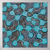 Blue Lifelines Modern Art Abstrakt Patterns Poster (Vorne)