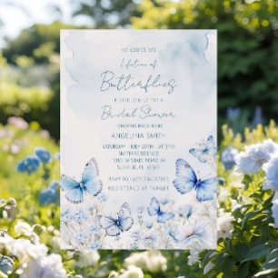 Blue Lifetime of Butterflies Garden Brautparty Einladung