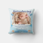 Blue Light Birth Announcement Personalize Kissen (Vorderseite)