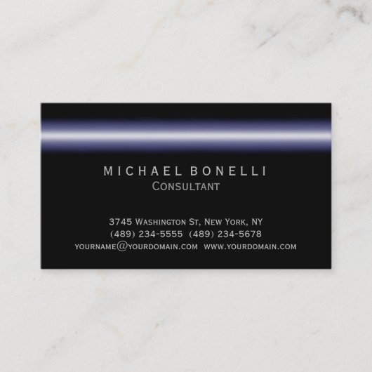 Blue Light Black Schlicht Consultant Business Card Visitenkarte (Vorderseite)