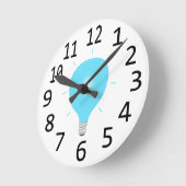 Blue Light Bulb Wall, große schwarze Zahlen Runde Wanduhr (Winkel)