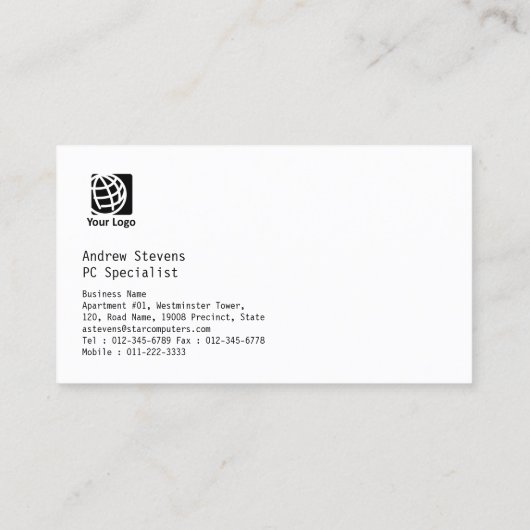 Blue Light Circuits3 Computerreparaturkarte Visitenkarte (Rückseite)