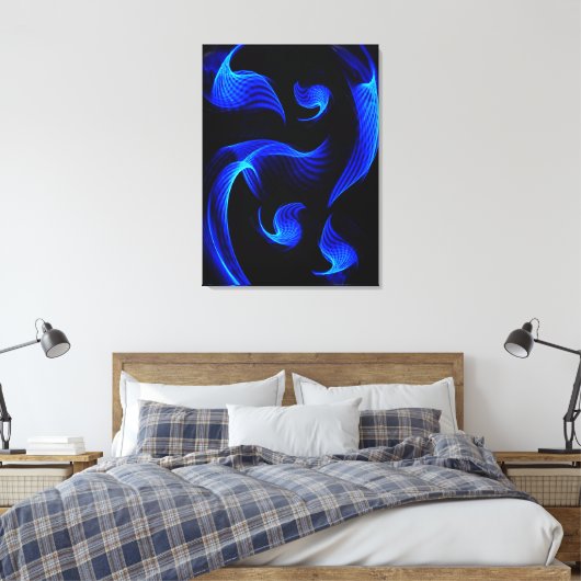Blue Light Extravaganza Wrapped Canvas Print Leinwanddruck (Insitu (Schlafzimmer))