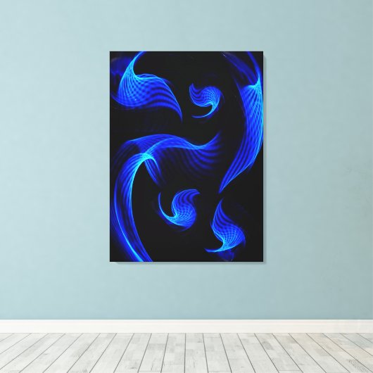 Blue Light Extravaganza Wrapped Canvas Print Leinwanddruck (Insitu (Holzboden))