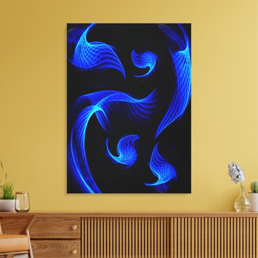 Blue Light Extravaganza Wrapped Canvas Print Leinwanddruck (Insitu (Wohnzimmer))
