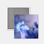Blue Light Floral Print Square Magazin Magnet (Vorderseite/Rückseite)
