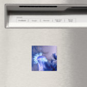 Blue Light Floral Print Square Magazin Magnet (In Situ (Geschirrspüler))