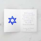 Blue Light Hanukkah Holiday Card mit Menorah Karte (Innenseite)
