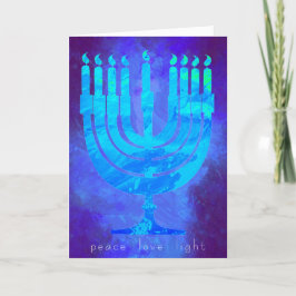 Blue Light Hanukkah Holiday Card mit Menorah Karte