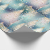 Blue Light Trees Moderne Weihnachten Geschenkpapier (Ecke)