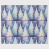 Blue Light Trees Moderne Weihnachten Geschenkpapier (Flach)
