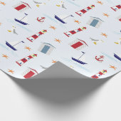 Blue Lighthouse Beach Geschenkpapier (Ecke)