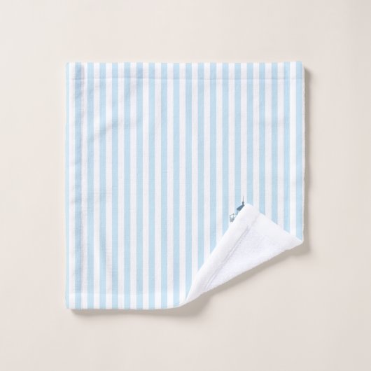Blue Lighthouse Blue Stripe Nautical Badhandtuch Set (Waschlappen)