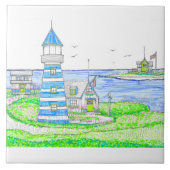Blue Lighthouse Keramik Tile Fliese (Vorderseite)