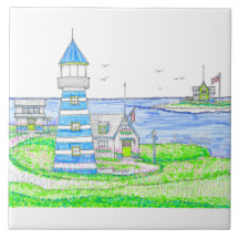 Blue Lighthouse Keramik Tile